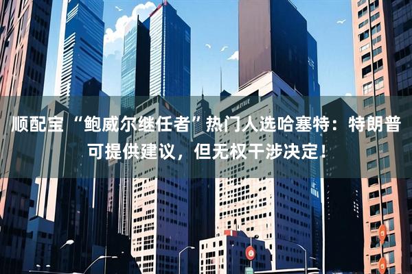 顺配宝 “鲍威尔继任者”热门人选哈塞特：特朗普可提供建议，但无权干涉决定！